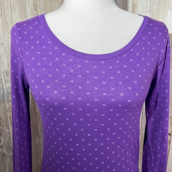 Women's Hurley Graphic Long Sleeve Tee | Purple | Size Small | Scoop Neck Top - Picture 5 of 10